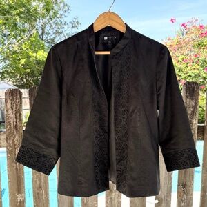 CAROLE LITTLE Linen Open front Blazer Jacket 100% Eyelet‎ Lagenlook Large